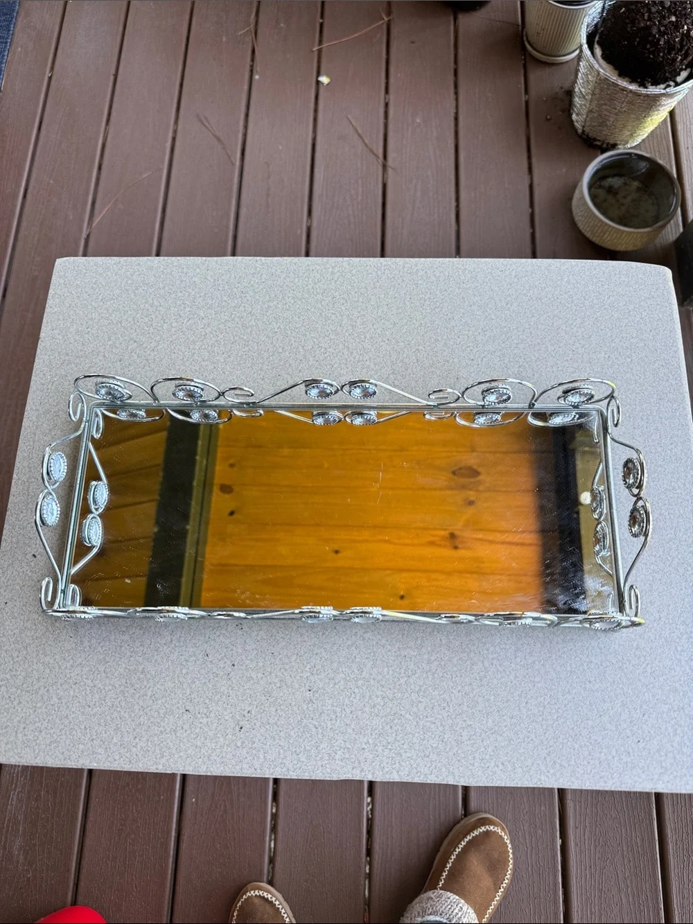 Decorative Silver Mirrored Vanity Tray - Elegant Serving & Display
